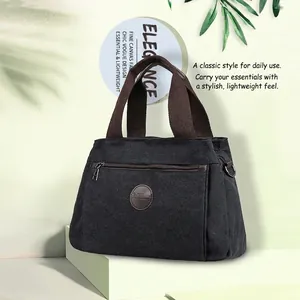 Large Capacity Canvas Travel Bag Retro Urban Minimalist Women Shoulder Bag Crossbody Handbag With Stitching