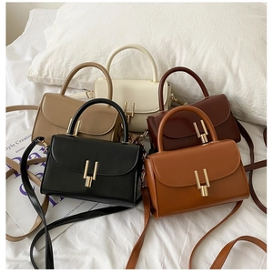 Mini PU leather crossbody square bags in five colors with stylish gold metal clasps