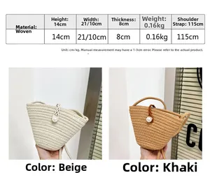 Tableau des tailles avec dimensions et détails du matériau tissé pour sacs seau