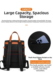 Detailansicht der Diebstahlschutztasche am schwarzen wasserdichten Laptop Rucksack