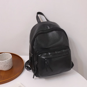 Women Fashion PU Leather Backpack Large Capacity Urban Simple Lychee Texture Solid Color Travel School Casual Backpack