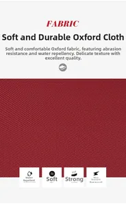 Detail of red water-resistant oxford fabric showing soft texture and durable weave