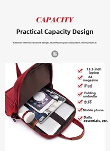 Internal view of large capacity backpack showing laptop slot and iPad compartment