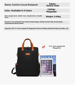 Detaillierte Größentabelle und Kapazitätsvergleich dieses schwarzen 15,6 Zoll Rucksacks