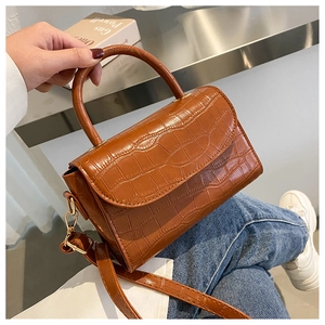 Women's Retro Crocodile Pattern PU Leather Small Square Handbag Fashion Shoulder Crossbody Bag Elegant Underarm Bag For Daily Use