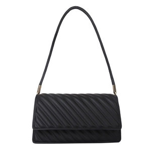 Classic black quilted shoulder bag with gold hardware and sleek rectangular flap design