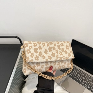 Sac bandoulière fleuri chic avec chaîne en acrylique pour femme style rétro