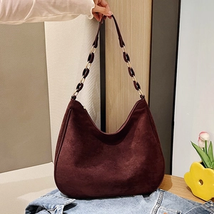 Women Large Capacity Frosted PU Shoulder Bag Simple Fashion Hobo Underarm Bag Solid Color Commuting Stylish Versatile Handbag