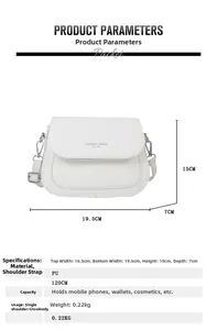 Dimensioni della borsa a sella bianca larghezza 19,5 cm e altezza 15 cm con coccodrillo
