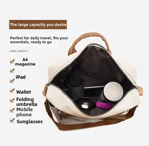 Top-down view of large capacity backpack interior showing umbrella and water bottle storage