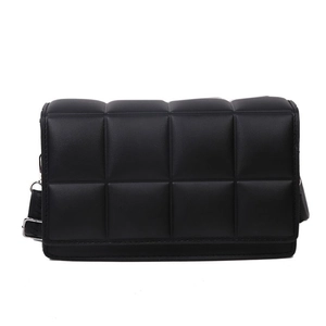 Classic black quilted leather crossbody bag for women with minimalist square design