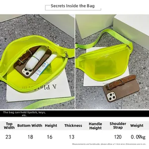 Specifiche delle dimensioni per la borsa da petto in PVC trasparente con misure