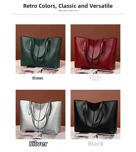 Detailed grid view of high-capacity tote bags in green, wine red, silver and black colors