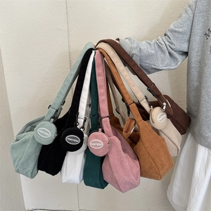 Corduroy crossbody dumpling bag for women in eight colors with mini coin purse