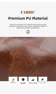 Detail of brown PU leather showing cross-stitch texture and waterproof properties