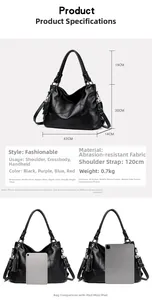Detailed dimension guide for large faux leather tote bag with functional compartments