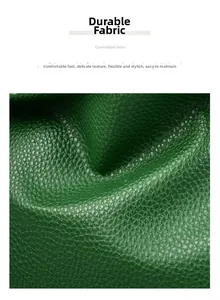 Close-up of durable green PU leather texture with high wear resistance for shoulder bags