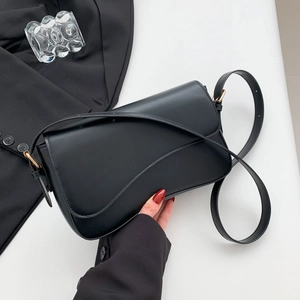 Women Minimalist PU Leather Underarm Bag Fashion Asymmetrical Wave Flap Shoulder Bag Casual Office Crossbody Bag Daily Handbag Purse