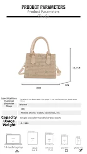 Guide des tailles pour sac à main en paille tressée avec dimensions et capacité