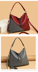 Detail of cross-body bag featuring rhinestone triangle patchwork and stylish pendant