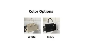 Detalle de bolsos tote rectangulares minimalistas en blanco y negro con relieve de FASHION