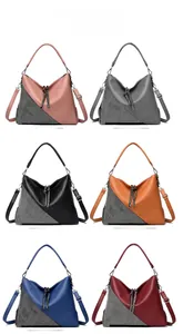 Collage of fashion crossbody handbags in six colors featuring rhinestone triangle details