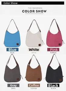 Guide des couleurs pour sac hobo en toile: bleu, blanc, rose, gris, café et noir