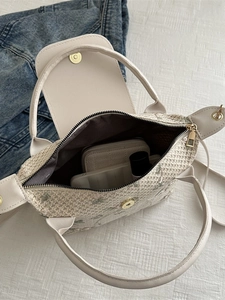Sac fourre-tout tissé à motifs floraux avec poignées en cuir et intérieur spacieux