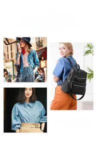 Black multi-pocket backpack styles for shopping, travel, and daily commuting use