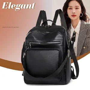 Fashion Women PU Leather Backpack Large Capacity Travel Bag Casual Urban Style Ladies Shoulder Bag With Tassel