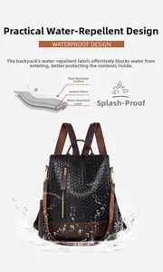Detail showing waterproof multi-layer PU leather texture and oxford fabric design