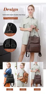 Women's vintage backpack with detachable shoulder strap and versatile multi-way carry styles