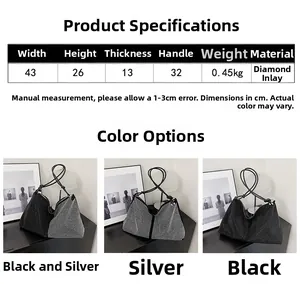 Détails du sac cabas en strass avec dimensions et trois couleurs à grande capacité