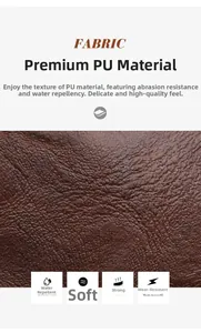 Detailed view of brown lychee grain PU leather with waterproof and wear-resistant features