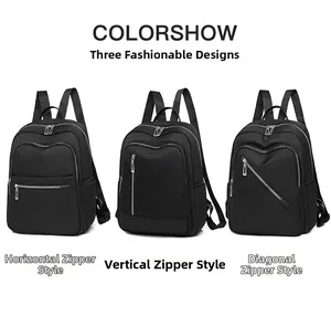 Detailed comparison of three black waterproof nylon backpacks with different zipper designs