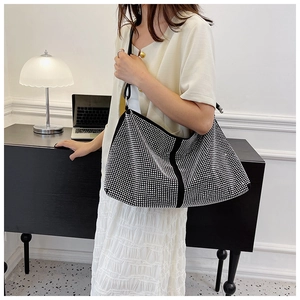 Sac hobo en strass brillant à l'épaule, grand cabas urbain pour femme tendance