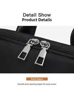 Detailed close-up of premium metal double zippers on high-density waterproof oxford backpack