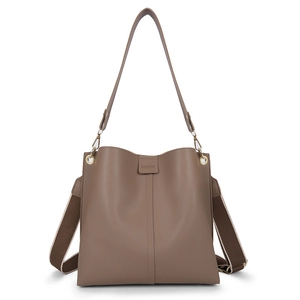 Retro cocoa brown tote bag with fashion lettering and dual shoulder straps