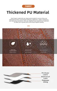 Detail view of thickened brown PU leather fabric with waterproof and wear-resistant features