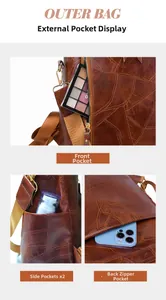 Detail view of the backpack showing outer bags, side pockets, and back zipper pocket