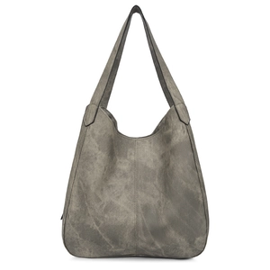 Detailed close-up of dark grey retro tote bag showing matte texture and vertical stitching