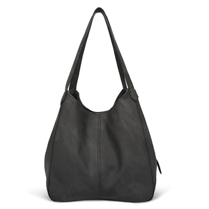 Detailed close-up of dark grey tote bag featuring vertical stitching and matte texture