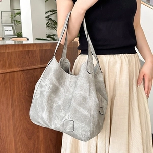 Silver vintage metallic tote bag large capacity hobo shoulder bag for women