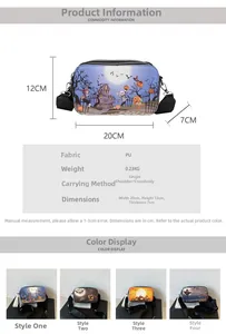 Vista dettagliata della borsa a tracolla Halloween in PU con dimensioni e specifiche