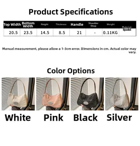 Detailed size specifications for the wrinkled texture underarm bag with dimensions in cm