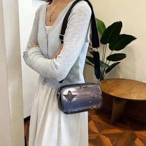 Fashionable Halloween print square crossbody bag with wide adjustable strap for women