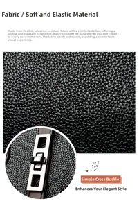 Detail of waterproof pebbled leather texture with a classic silver metal twist lock buckle