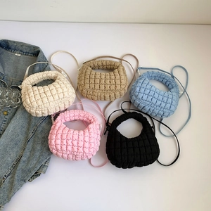 Chic quilted mini tote bag in five colors with soft cloud texture and crossbody strap