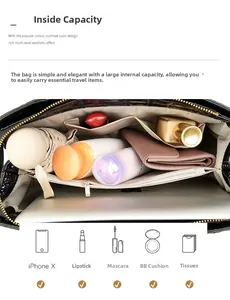 Detailed interior of snakeskin texture handbag showing large capacity and compartments