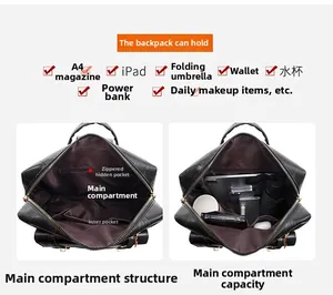 Detailed view of spacious backpack interior showing multi-compartment storage for A4 items